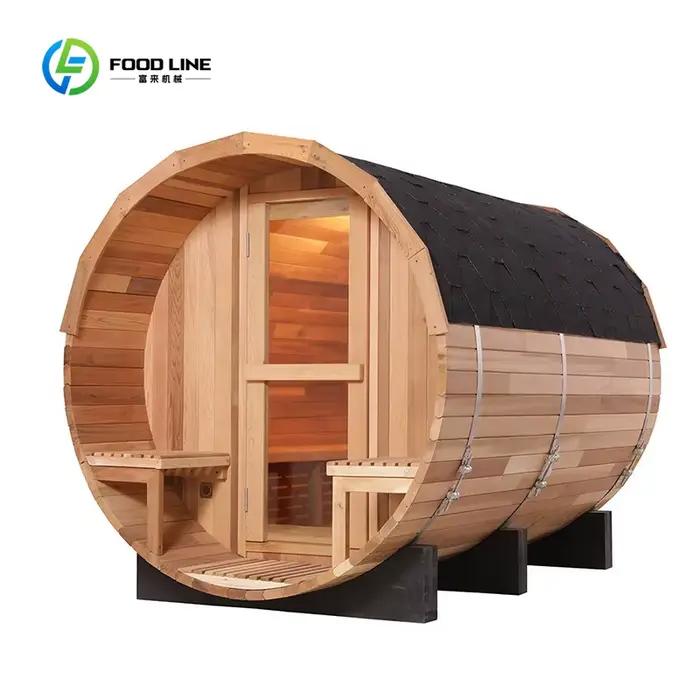 Sauna traditionnel en bois massif personnalisé pour l'extérieur, 6 personnes, 220V, chauffage électr