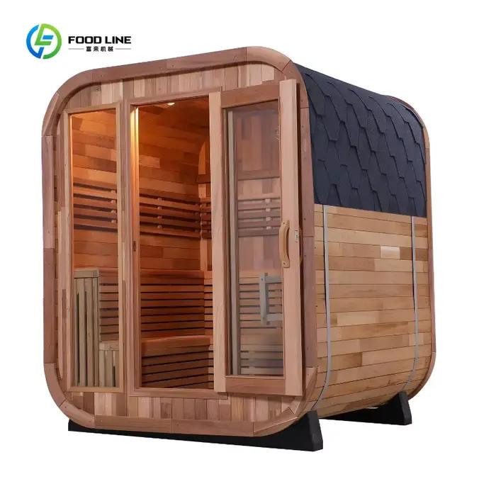 Sauna électrique extérieur en bois de cèdre rouge massif, 4 à 6 personnes, vapeur humide, écologique
