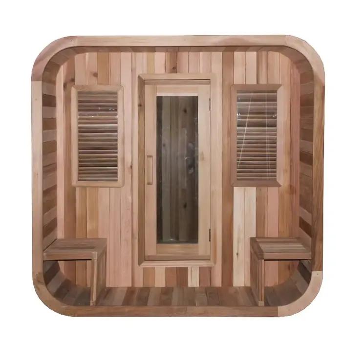 Sauna infrarouge intérieur/extérieur personnalisé pour 3-4 personnes, sauna à vapeur sèche en bois d