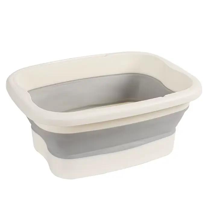 Bassin de spa pour les pieds en silicone pliable avec couvercle, baignoire de massage portable, seau