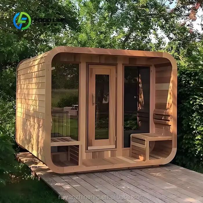 Sauna extérieur moderne pour jardin, cabine de sauna à vapeur pour 2 à 4 personnes avec fenêtre en v