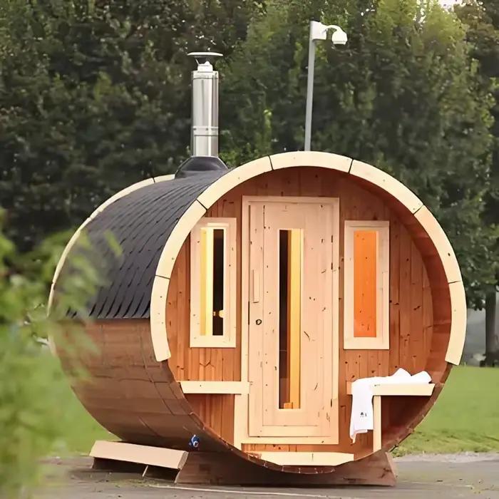 Sauna extérieur en forme de baril, moderne, pour 4 à 8 personnes, en bois massif, chauffage électriq