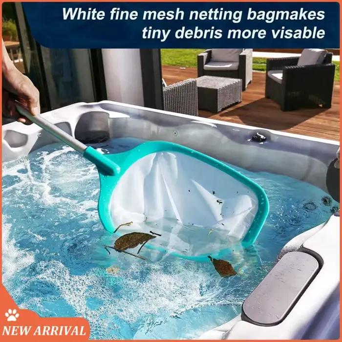 Filet d'écumoire pour piscine avec poteau, râteau à feuilles pour jacuzzi, étang et Spa avec maille 