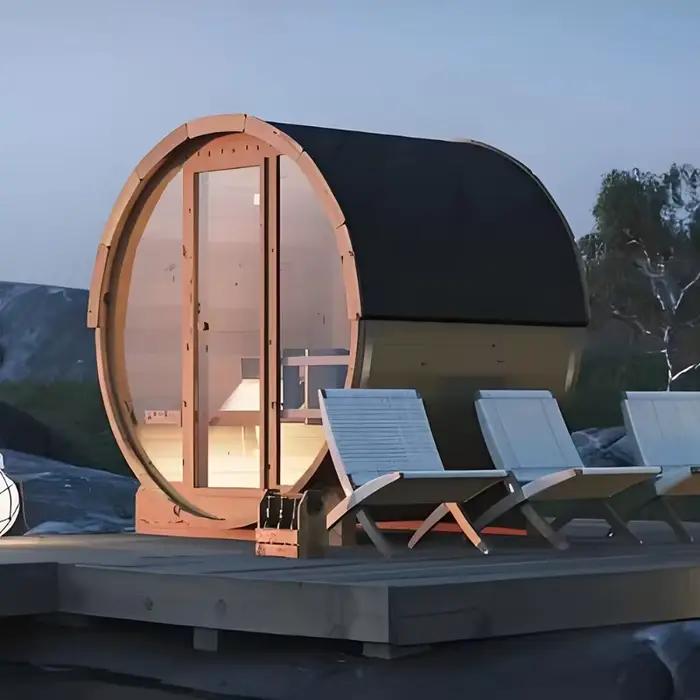 Sauna électrique panoramique en bois massif de pruche du Canada avec panneau de commande informatisé