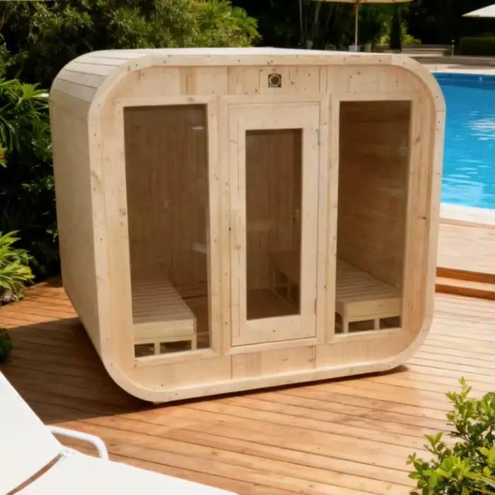 Sauna à vapeur extérieur sur mesure, cabine de sauna traditionnelle en cèdre rouge naturel pour hôte