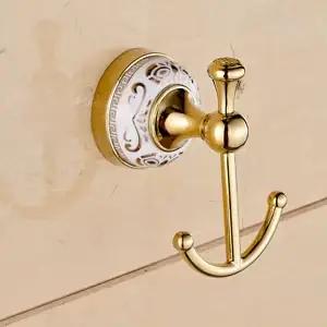 Porte-serviettes de luxe mural, ensemble d'accessoires de salle de bains en céramique solide et inox