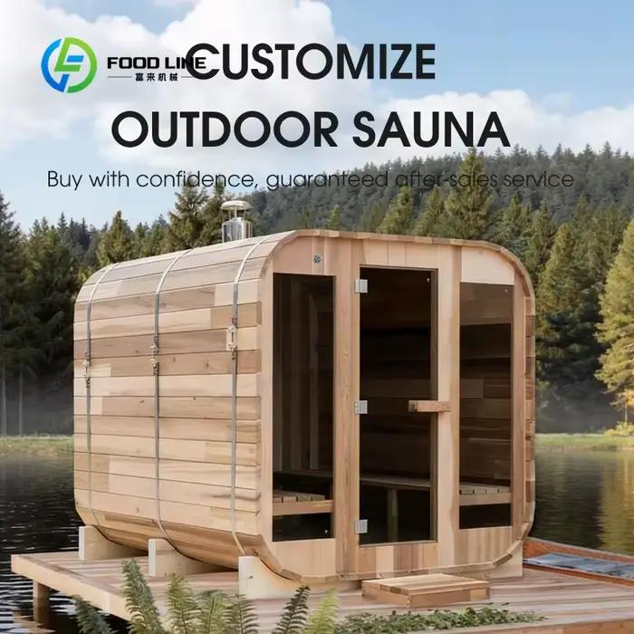 Salle de sauna carrée de luxe personnalisable en bois de cèdre rouge et de hemlock, adaptée à 4 pers