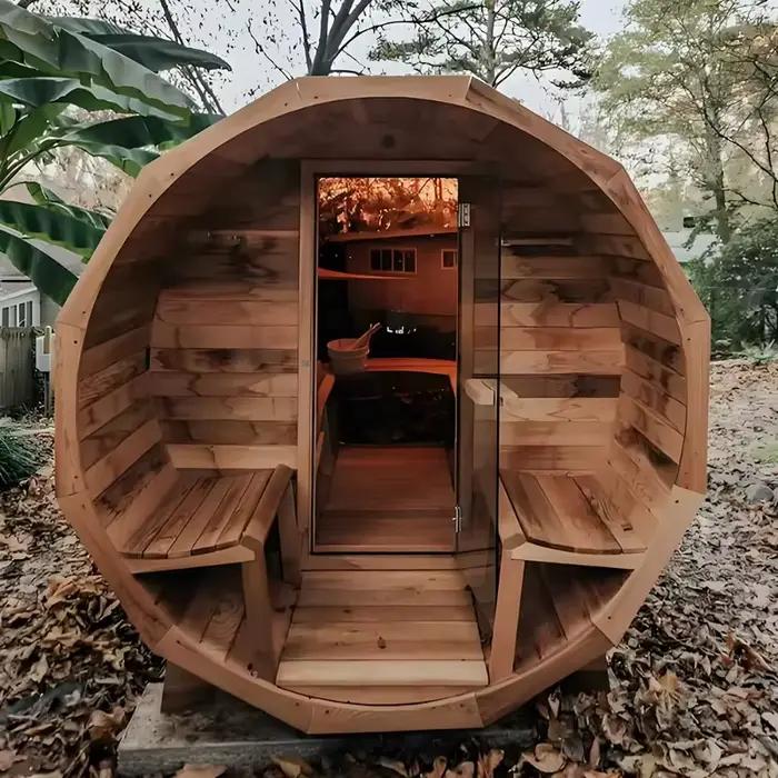 Sauna traditionnel en bois massif de hemlock, personnalisable pour 1 à 8 personnes, protection de l'