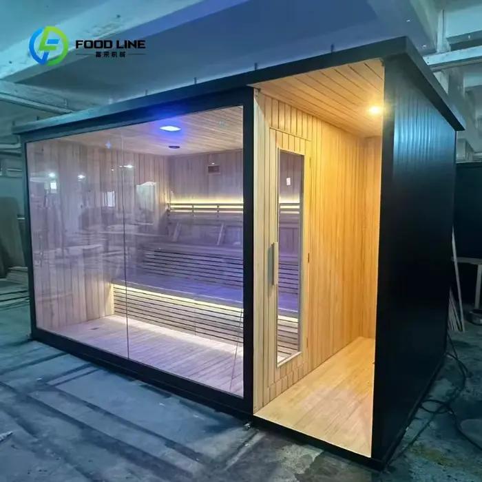 Cabine de sauna extérieure personnalisée pour 10 personnes avec douche et spa pour hôtel, resort, sa
