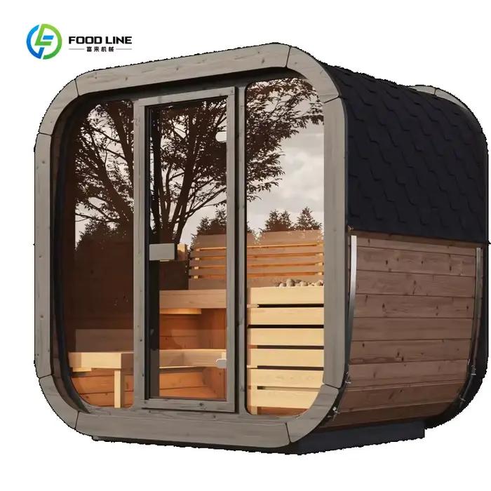 Sauna cube moderne personnalisé en bois d'épicéa massif pour 4 personnes avec chauffage électrique t