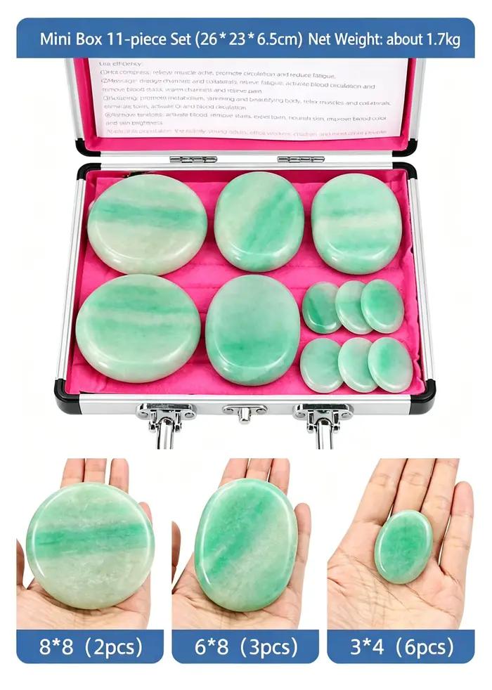 Ensemble de pierres de massage en jade vert