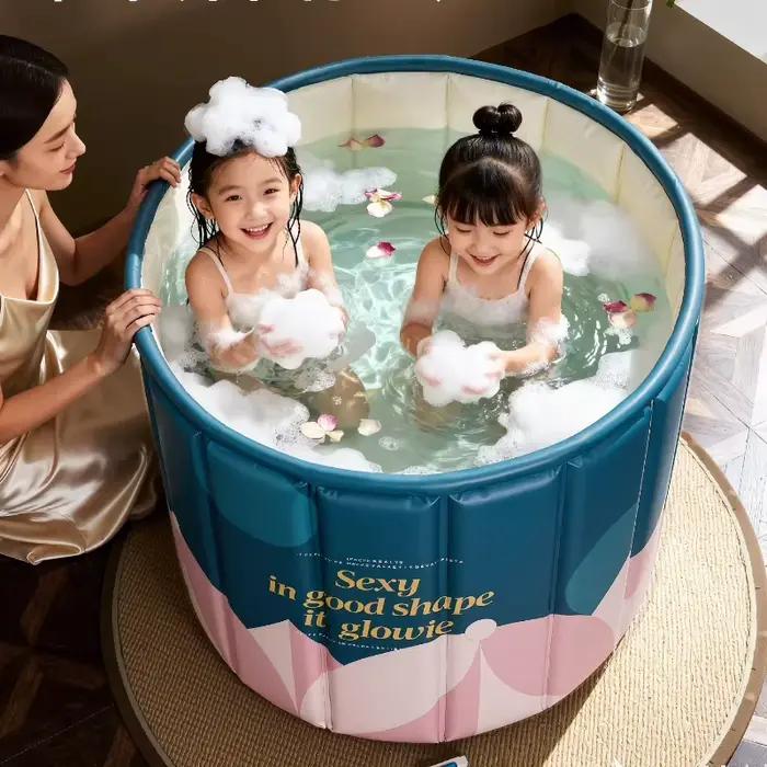 Baignoire pliable Spa pour adultes et enfants tissu respectueux de l'environnement design européen et américain bain de pieds chaud bain froid idéal pour le bien-être personnel et les voyages