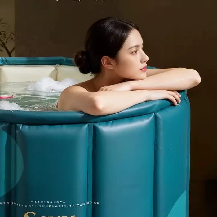 Baignoire pliable Spa pour adultes et enfants tissu respectueux de l'environnement design européen et américain bain de pieds chaud bain froid idéal pour le bien-être personnel et les voyages
