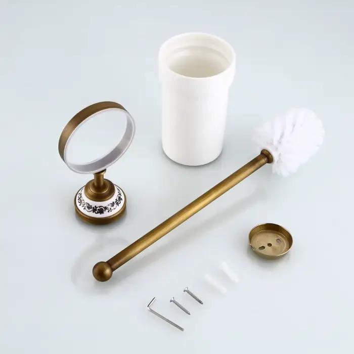 Porte-brosses de toilette en laiton Antique