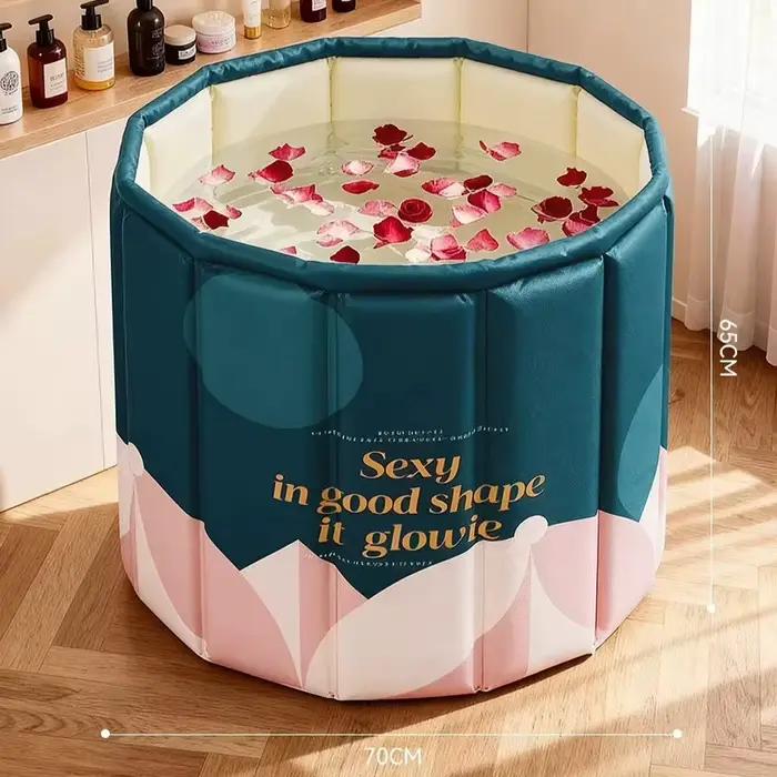 Baignoire pliable Spa pour adultes et enfants tissu respectueux de l'environnement design européen et américain bain de pieds chaud bain froid idéal pour le bien-être personnel et les voyages