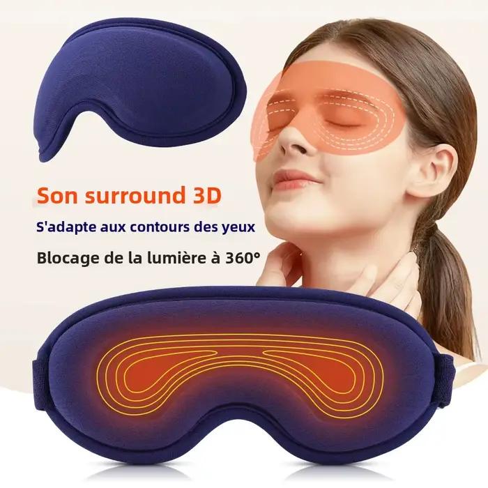 Masque Yeux Chauffant Masseur Oculaire 3D Vibration Compress Chaude Anti-Cernes Poches Occultant Aide Sommeil Spa Voyage