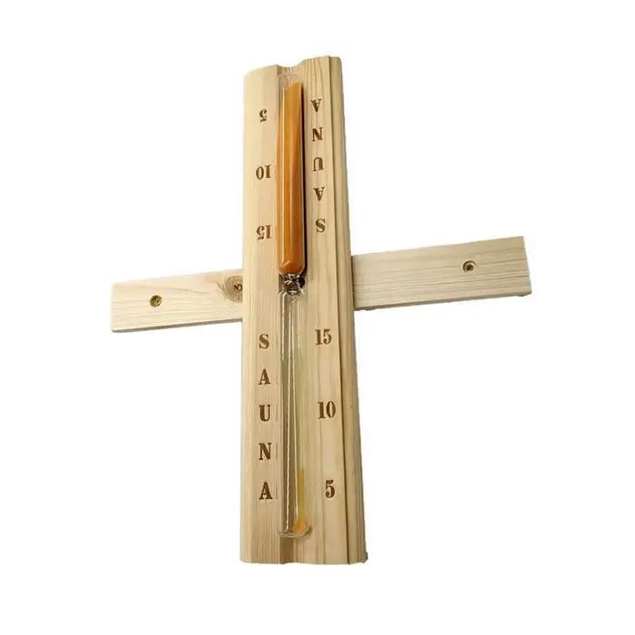 Sablier de sauna en verre et bois pour salle de vapeur ou bain turc élégant pour femmes et hommes usage détente et relaxation
