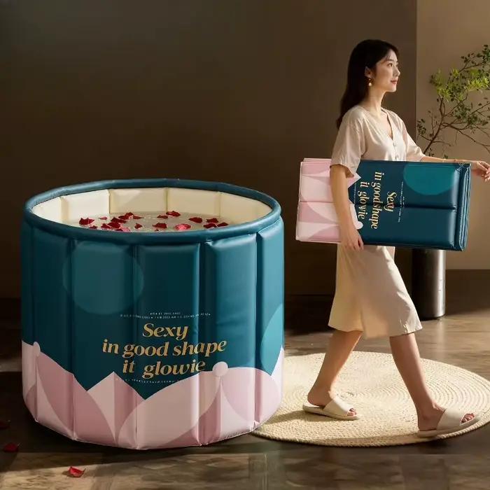 Baignoire pliable Spa pour adultes et enfants tissu respectueux de l'environnement design européen et américain bain de pieds chaud bain froid idéal pour le bien-être personnel et les voyages