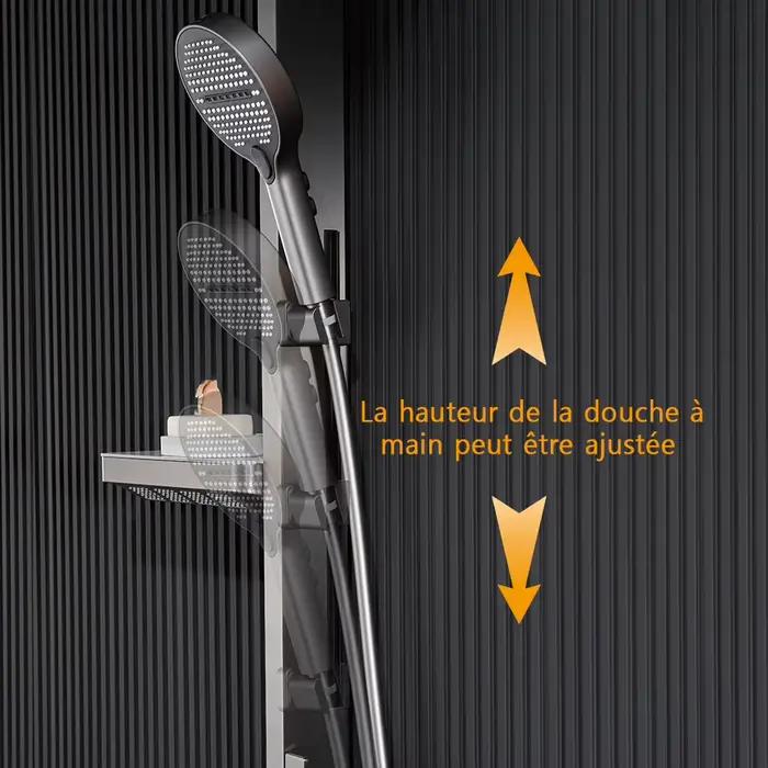 Système de douche HOShower de luxe avec écran numérique multifonctionnel et rangement mural pour cascade et pluie