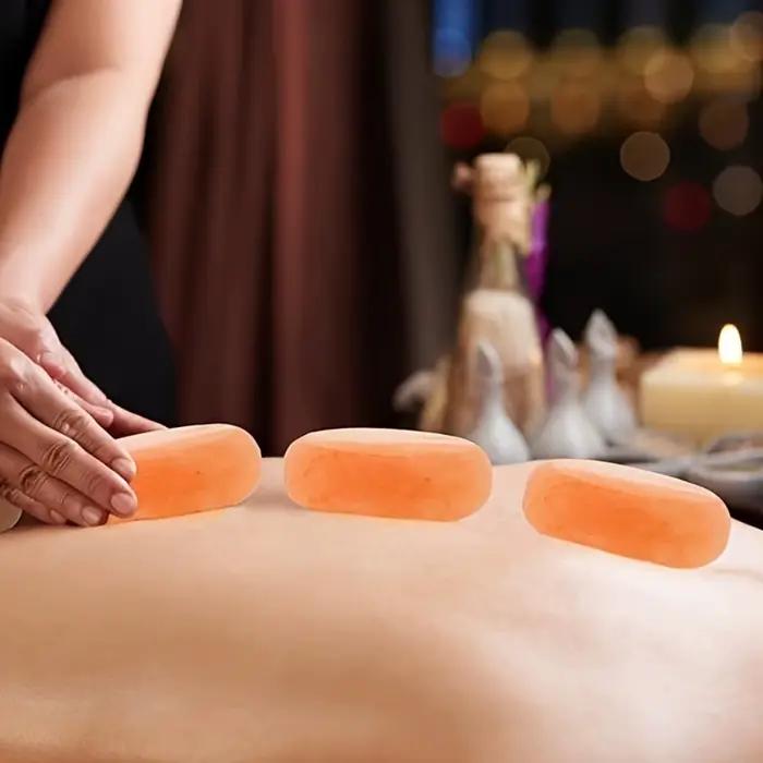 Pierres de massage en sel rose de l'Himalaya naturel pour le cou et le corps entier, pierres précieuses de guérison, relaxation et bien-être pour femmes et hommes