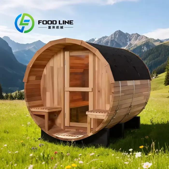 Sauna extérieur résistant aux intempéries, structure en bois anti-corrosion, adapté à la pluie, au s