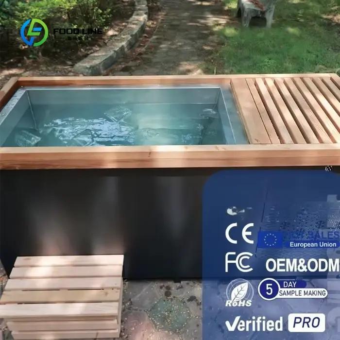 Baignoire de trempage à froid en cèdre rouge sur mesure avec refroidisseur et filtre pour centres de