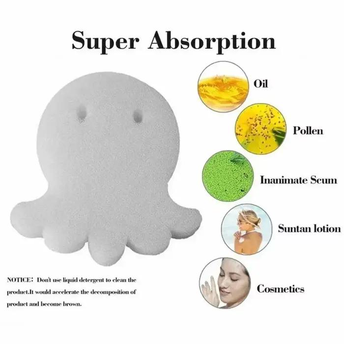Lot de 60-6 éponges filtres absorbantes d'huile en forme de pieuvre pour piscine