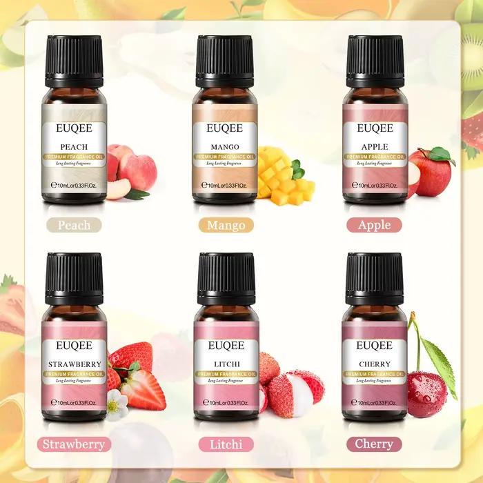 Ensemble de 6 pièces huiles essentielles parfumées pour diffusion café épices citrouille tarte forêt pin fruits sucrés aromathérapie bien-être