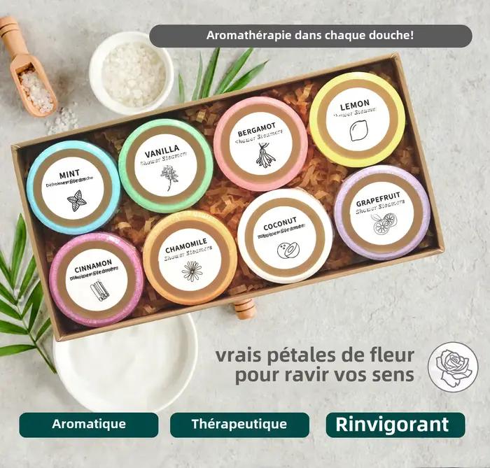 Vapeurs de douche-paquet de 8 bombes de douche cadeaux pour elle avec des huiles essentielles pour le SPA à domicile