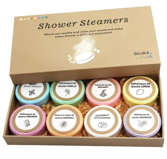 Vapeurs de douche-paquet de 8 bombes de douche cadeaux pour elle avec des huiles essentielles pour le SPA à domicile