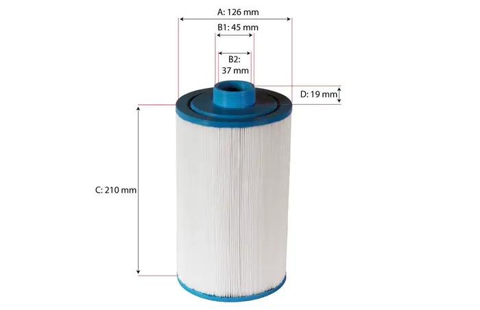 Filtre plissé pour spa Vortex 210 x 125 mm purifiant l'eau pour spa Vortex O2 Cobalt Arcadia A-TECH détente bien-être relaxation purification efficacité