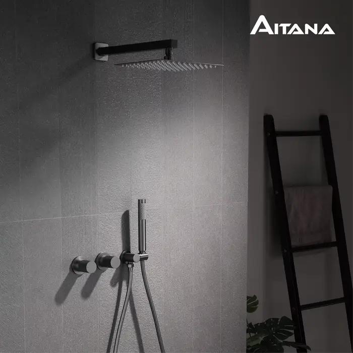 Système de douche mural de luxe en laiton gris anthracite