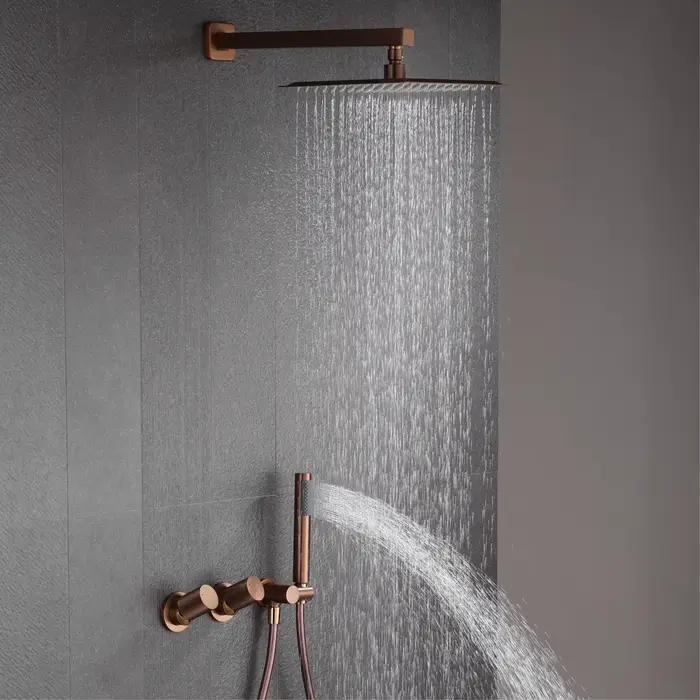 Système de douche mural de luxe en laiton gris anthracite