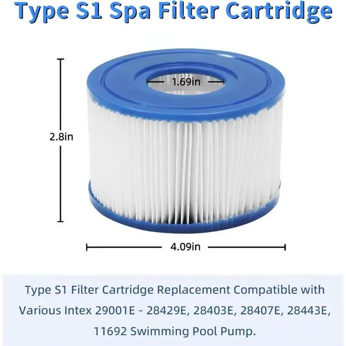Cartouche de filtre de remplacement pour spa de type S1 pour Intex PureSpa 29001E 28403E 28443E