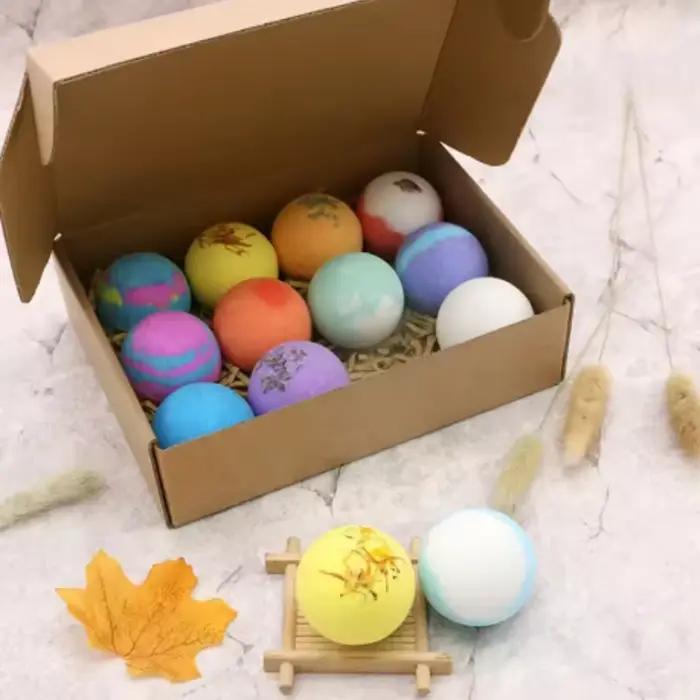 12 pièces 20g/60g Cadeau de bain Mini bombe de bain naturelle faite à la main pour les pieds Spa riche en huiles essentielles Hydratant Peau sèche Parfum relaxant