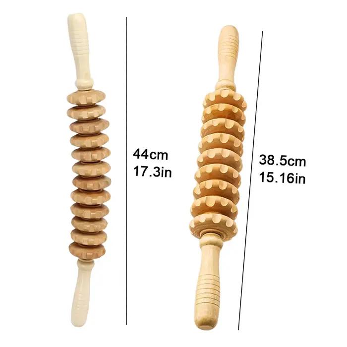 Outil de rouleau de Massage de thérapie en bois de 2 pièces